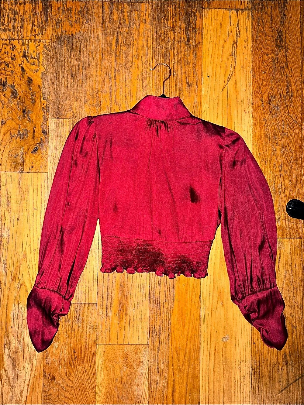 ZARA Cropped Puff Sleeve top in maroon Size XS